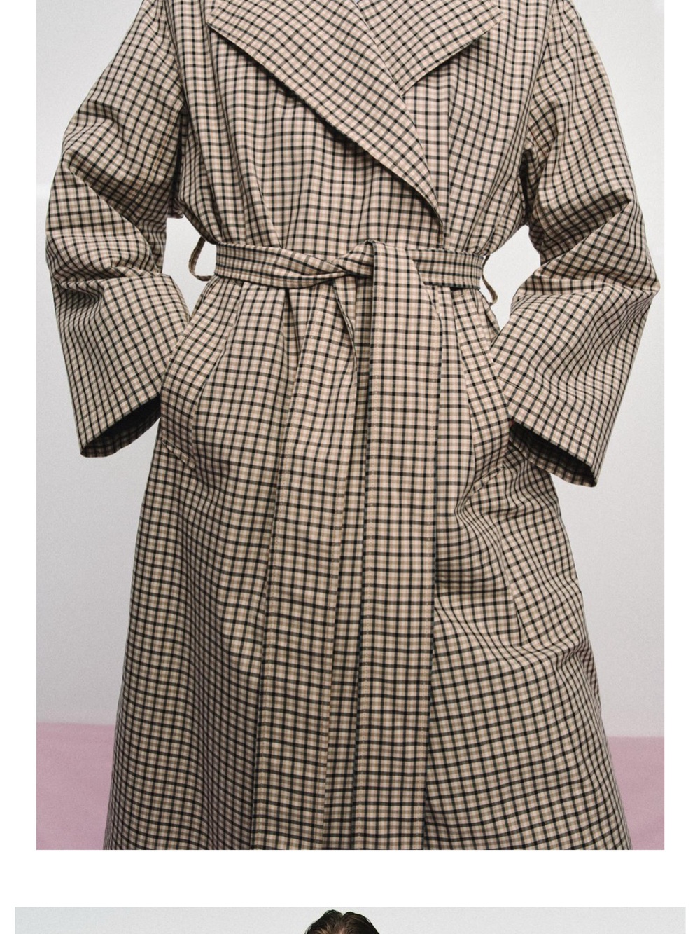 ZW COLLECTION OVERSIZED PLAID TRENCH COAT